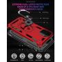 UNKNOK Compatible with iPhone 12 5G Case, iPhone 12 Pro 5G Case [Military Grade ] Drop Tested Metal Rotating Ring Kickstand Magnetic Support Cover for iPhone 12 and iPhone 12 Pro 6.1 Inch (Red)