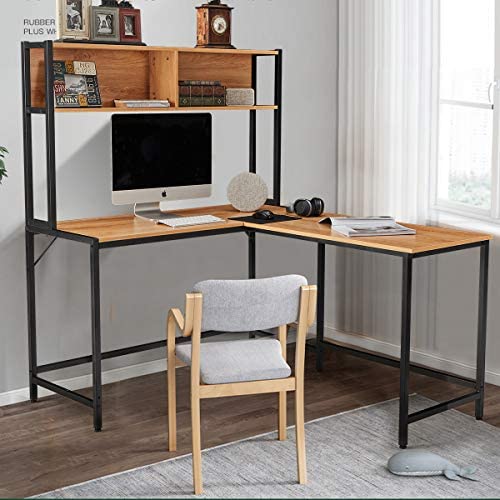 YOLENY 55 Inch L-Shaped Computer Desk with Hutch,Space-Saving Corner Desk with Storage Shelves,Home Office Desk Study Workstation for Home,Office YOLENY 55 Inch L-Shaped Computer Desk with Hutch,Space-Saving Corner Desk with Storage Shelves,Home Office Desk Study Workstation for Home,Office