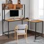 YOLENY 55 Inch L-Shaped Computer Desk with Hutch,Space-Saving Corner Desk with Storage Shelves,Home Office Desk Study Workstation for Home,Office YOLENY 55 Inch L-Shaped Computer Desk with Hutch,Space-Saving Corner Desk with Storage Shelves,Home Office Desk Study Workstation for Home,Office