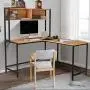 YOLENY 55 Inch L-Shaped Computer Desk with Hutch,Space-Saving Corner Desk with Storage Shelves,Home Office Desk Study Workstation for Home,Office
