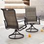 Top Space Patio Dining Chairs Textilene High Back Outdoor Swivel Rockers Set with All Weather Frame (Gray,Set of 2)
