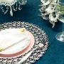 Efavormart 14'' Rose Gold Wired Metal Charger Plate With 118 Acrylic Crystal Beads For Weddings Events