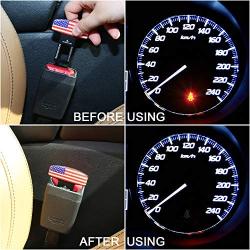 MOCHENT Seat Belt Clip Silencers - Car Seat Belt Alarm Stopper Auto Metal Seat Belt Buckle Insert Plug for All Vehicles Cars 2 Pack (USA Flag)