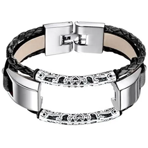 bayite Leather Bands Compatible with Fitbit Alta and Alta HR, Adjustable Metal Clasp Accessory Bracelet Small Large bayite Leather Bands Compatible with Fitbit Alta and Alta HR, Adjustable Metal Clasp Accessory Bracelet Small Large