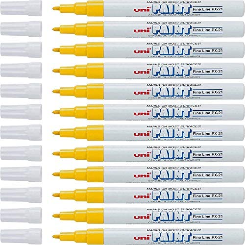 Uni-Paint 63705 PX-21 Oil-Based Paint Marker, Fine Point, Yellow 12-Count