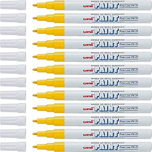 Uni-Paint 63705 PX-21 Oil-Based Paint Marker, Fine Point, Yellow 12-Count