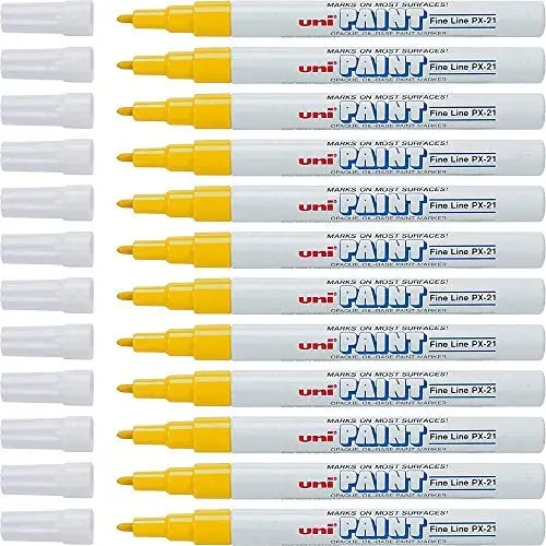 Uni-Paint 63705 PX-21 Oil-Based Paint Marker, Fine Point, Yellow 12-Count