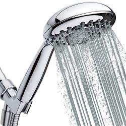 High-Pressure Handheld Shower Head 6-Setting - 5-inch Handheld Rain Shower head with Hose - Powerful Shower Spray Even with Low Water Pressure in Supply Pipeline