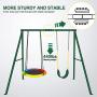Trekassy 440lbs 2 Seat Swing Set, 1 Saucer Swing Seat and 1 Belt Swing Seat with Heavy Duty A-Frame Metal Swing Stand