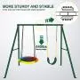 Trekassy 440lbs 2 Seat Swing Set, 1 Saucer Swing Seat and 1 Belt Swing Seat with Heavy Duty A-Frame Metal Swing Stand Trekassy 440lbs 2 Seat Swing Set, 1 Saucer Swing Seat and 1 Belt Swing Seat with Heavy Duty A-Frame Metal Swing Stand