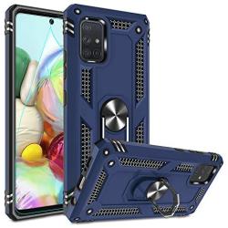 Samsung A51 5G Case, Galaxy A51 5G Phone Case with HD Screen Protector, Gritup [Military Grade] 360 Degree Rotating Metal Ring Holder Kickstand Armor Cover Phone Case for Samsung A51 5G Blue