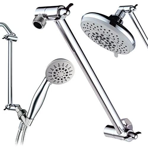 Hotel Spa 11'' Solid Brass Adjustable Shower Extension Arm with Lock Joints. Lower or Raise Any Rain or Handheld Showerhead to Your Height & Angle / 2-Foot Range/Universal Connection, Chrome Finish