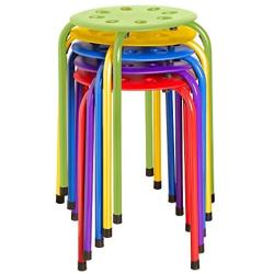 Norwood Commercial Furniture - NOR-1101AC-SO - Assorted Color Stacking Stools - Stackable Stools for Kids and Adults - Flexible Seating for Home, Office, Classrooms - Plastic/Metal 17.75& (Pack of 5)