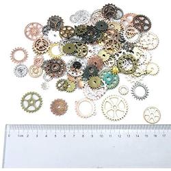 levylisa Bulk 150 Gram Small Plated Wheel Gear,GearJewelry Scrapbooking Charms Wheel,Old Steampunk Watch Parts Pieces Vintage Antique Cogs Wheels (150g)