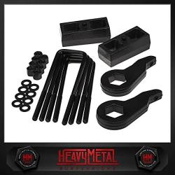 Heavy Metal Suspensions - Fits 1995-1999 Chevrolet Tahoe (4WD) Adjustable 1'' to 3'' Front Torsion Keys + 2'' Rear Blocks + Extended U-Bolts High Strength Carbon Steel Lift Kit