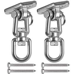 WAREMAID 2 Pack Heavy Duty 360° Swivel Swing Hanger, Stainless Steel Swing Hook for Ceiling Wooden Swing Set Bracket, Punching Bag Hanger for Playground Gym Rope Hammock Chair Yoga Swing, 1000 LB Load