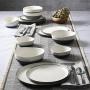 Gibson Elite Rhinebeck Round Reactive Glaze Double Bowl Stoneware Dinnerware Set, Service for Four (16pcs), White and Black