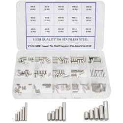 225 Pieces Dowel Pins Stainless Steel Shelf Support Pegs Pin Rod Fasten Elements Assortment Kit - Size Include M2 M3 M4