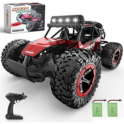 BEZGAR 17 Toy Grade 1:14 Scale Remote Control Car, 2WD High Speed 20 Km/h All Terrains Electric Toy Off Road RC Monster Vehicle Truck Crawler with Two Rechargeable Batteries for Boys Kids and Adults