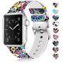 Lwsengme Compatible with Apple Watch Band 38mm 40mm 42mm 44mm, Soft Silicone Replacment Sport Bands Compatible with iWatch Series 5,Series 4,Series 3,Series 2,Series 1 (Flower-3, 42MM/44MM)