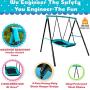 Swing Set - 70'' Swing Sets for Backyard, Sturdy Steel Frame for Up to 2 Children Saucer Swing with Frame Toddler Swing with Stand - All Weather