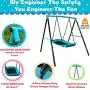 Swing Set - 70'' Swing Sets for Backyard, Sturdy Steel Frame for Up to 2 Children Saucer Swing with Frame Toddler Swing with Stand - All Weather