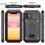 Beasyjoy iPhone 11 Case Waterproof Metal Case Heavy Duty Built-in Screen Full Body Protective Shockproof Dustproof Military Grade Rugged Defender Case Outdoor Case (Black)