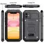 Beasyjoy iPhone 11 Case Waterproof Metal Case Heavy Duty Built-in Screen Full Body Protective Shockproof Dustproof Military Grade Rugged Defender Case Outdoor Case (Black)