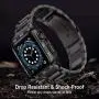 HATALKIN Compatible with Apple Watch Band 44mm with Metal Bumper Case,Rugged Men Bands for Apple Watch SE/iWatch Series 6 5 4,Stainless Steel Protective Cases Protector Drop-Proof Shockproof (Black)