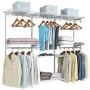 Tangkula 4 to 6 FT Custom Closet System, Wall Mounted Closet Maid with Hanging Rod, Metal Hanging Storage Organizer Rack Wardrobe with Shelves, Adjustable Closet System Kit for Bedroom
