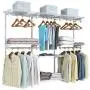 Tangkula 4 to 6 FT Custom Closet System, Wall Mounted Closet Maid with Hanging Rod, Metal Hanging Storage Organizer Rack Wardrobe with Shelves, Adjustable Closet System Kit for Bedroom