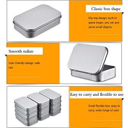 Hotop 12 Pack 3.75 by 2.45 by 0.8 Inch Silver Metal Rectangular Empty Hinged Tins Box Containers with Lids Mini Portable Box Small Storage Kit, Home Organizer