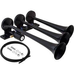 Vixen Horns Train Horn for Truck/Car. 3 Air Horn Black Trumpets. Super Loud dB. Fits 12v Vehicles Like Semi/Pickup/Jeep/RV/SUV VXH3118B