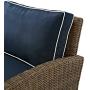 Crosley Furniture KO70051WB-NV Bradenton Outdoor Wicker 5-Piece Set (Sofa, 2 Arm Chairs, Side & Coffee Table), Brown with Navy Cushions