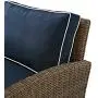 Crosley Furniture KO70051WB-NV Bradenton Outdoor Wicker 5-Piece Set (Sofa, 2 Arm Chairs, Side & Coffee Table), Brown with Navy Cushions Crosley Furniture KO70051WB-NV Bradenton Outdoor Wicker 5-Piece Set (Sofa, 2 Arm Chairs, Side & Coffee Table), Brown with Navy Cushions