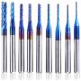 SainSmart Genmitsu 10Pcs Nano Blue Coat End Mill CNC Router Bits, 0.8-3mm, 1/8'' Shank