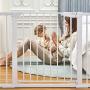 Cumbor 46” Auto Close Safety Baby Gate, Extra Tall and Wide Child Gate, Easy Walk Thru Durability Dog Gate for The House, Stairs, Doorways. Includes 4 Wall Cups, 2.75-Inch and 8.25-Inch Extension
