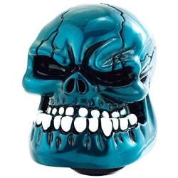 Lunsom Skull Shift Knobs Resin Shifter Head Most Car Transmission Shifting Stick Handle Fit Most Automatic Manual Vehicle (Metal Blue)