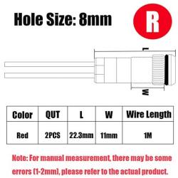 smseace 2PCS Red DC/AC12V-24V Energy Saving 5/16‘’ Indicator Light Mounting Hole 8mm with 1M Cable Length Metal Waterproof LED Indicator Light DQ-8-R-1M