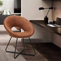 Duhome Modern Tech Fabric Upholstered Accent Chairs Dining Chairs Arm Chair for Living Room Furniture Mid-Century Leisure Lounge Chairs with Black Metal Legs Industrial 1 PCS Brown