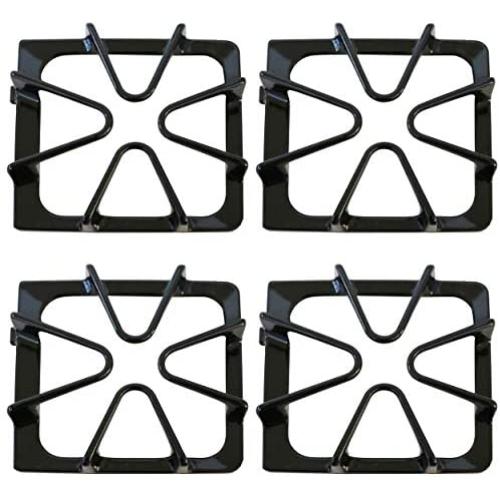KITCHEN BASICS 101 Replacement Oven Stove Range Burner Grates Compatible with Whirlpool Stoves 8522858, WP8522858 8053456, WP8053456, WPW10447925, 4 Pack, Gloss Black.