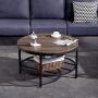Bonnlo 31.5'' Industrial Coffee Table for Living Room 2-Tier Vintage Round Coffee Table with Metal Storage Shelf