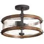 Kichler 38171 Distressed Semi Flush Mount Light, 3, Black Metal and Wood Kichler 38171 Distressed Semi Flush Mount Light, 3, Black Metal and Wood
