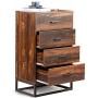 WLIVE 4 Drawer Chest, Tall Dresser, Wood Storage Organizer Unit with Sturdy Metal Frame for Bedroom, Living Room or Home Office, Rustic Oak