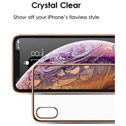 DTTO iPhone Xs Case, Clear Soft TPU Cover Case with Metal Luster Protactive Edge for Apple iPhone Xs(2018), Also Compatible with iPhone X(2017) 5.8 Inch, Gold