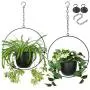 2 Pack Eco Joy Boho Metal Hanging Planters with 6'' Pot (Detachable) + Hook + Chain | Hanging Planters Indoor, Modern Wall & Ceiling Planters, Mid Century Planter for Indoor & Outdoor, NO Plant incld