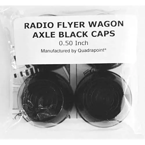 Quadrapoint Hub Cap Replacement for Radio Flyer Steel & Wood Wagons 1/2'' New Black (NOT for Plastic or Folding or Little Wagons Model W5, Please Read Entire Product Description)