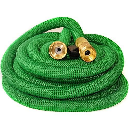 Riemex Expandable Hose Green 50 FT Heavy Duty Garden Water Hose - Triple Latex - Expanding Solid Brass Metal Fittings Connectors, Flexible Strongest - for All Watering Needs Green 50FT
