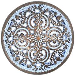 Bezelry 12 Pieces Flowery Engraving Copper Blue Openwork Metal Shank Buttons 18mm (11/16 inch)