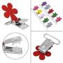 10Pcs Mini Plum Shape Suspender Pacifier Braces Clip Holder for Baby Decorative Metal Pacifier Clip Holder Multi-Color